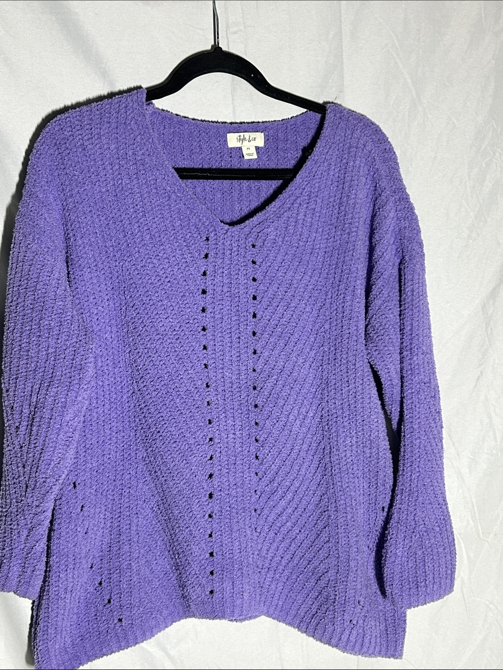 Style & Co. Lavender-Purple V-Neck Knit Sweater
